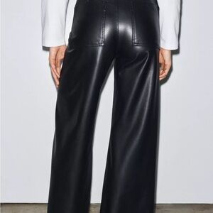 Zara Black Wide-Leg Leather Pants